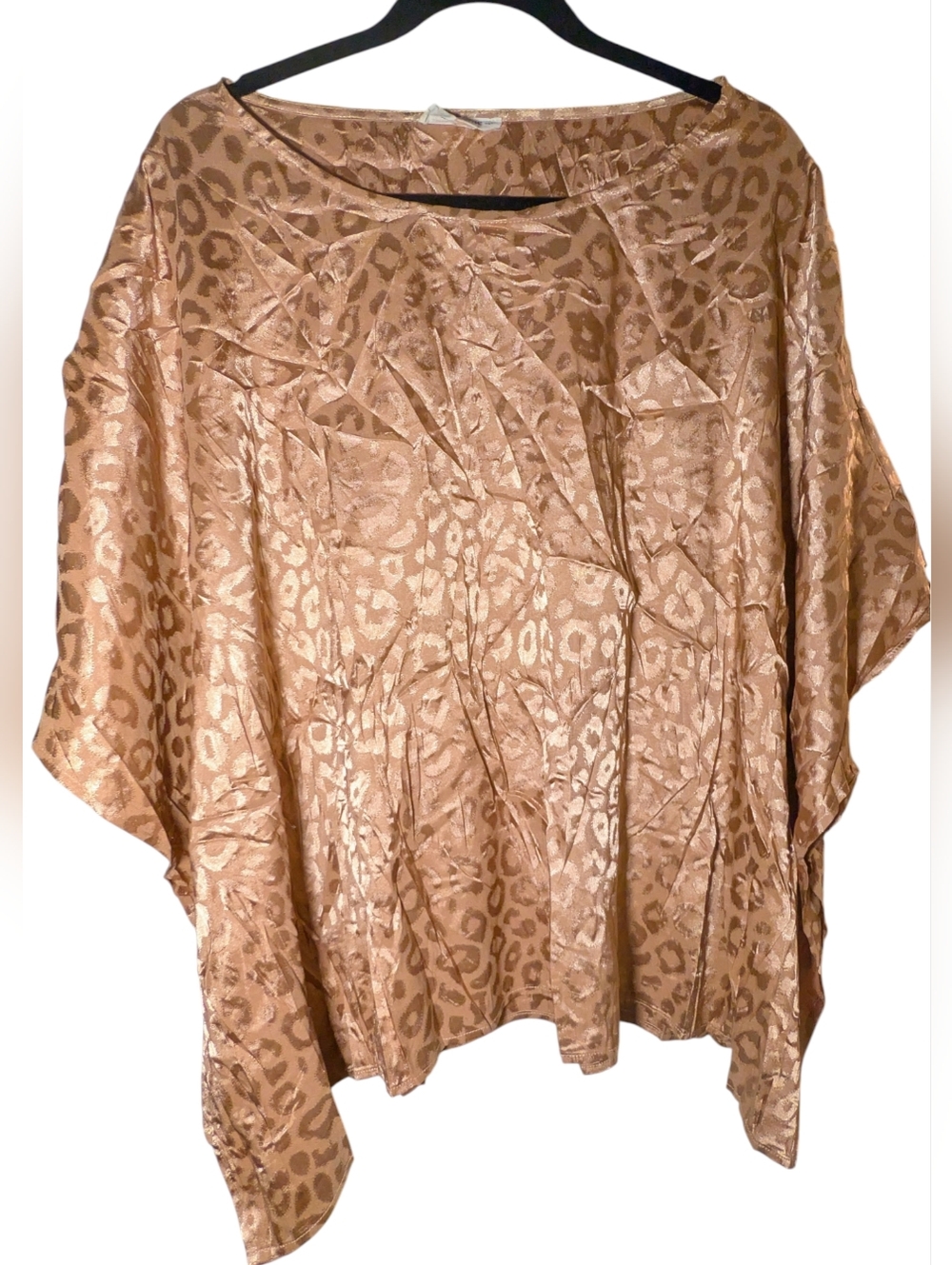ee:some Blush Leopard Satin Poncho Blouse Oversized M EUC 💞
